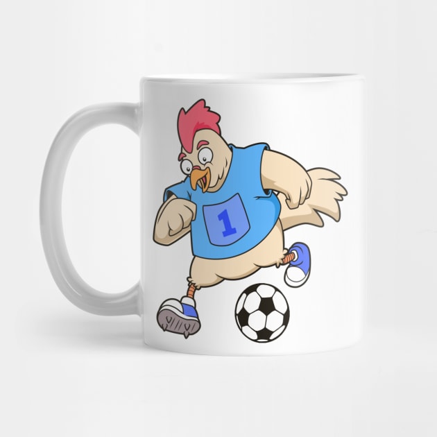 Cartoon chicken playing soccer by Modern Medieval Design